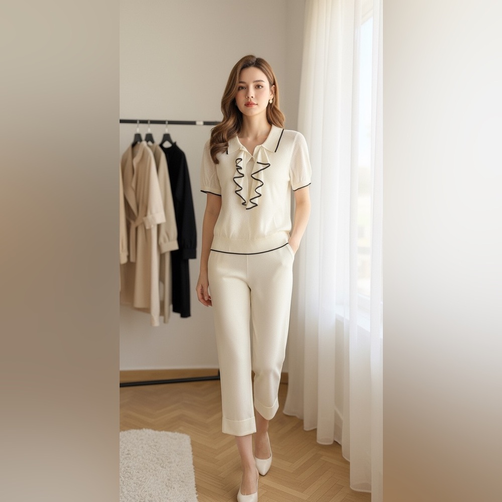 Ralph Lauren Ivory 2 piece with Dark Trim